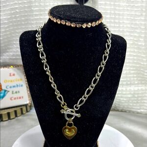 (Z4) Juicy Couture vintage gold/silvertone pendant necklace with heart charm